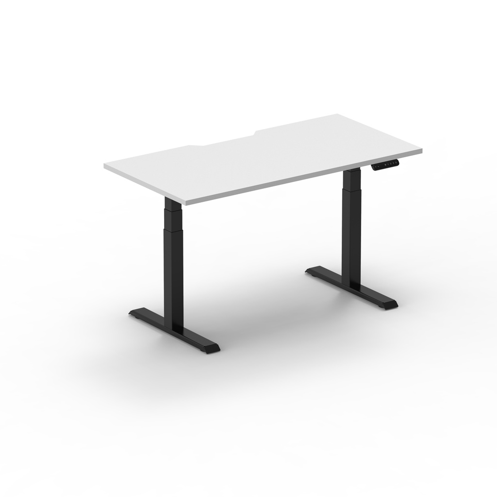 Newart NT Height Adjustable Desk - Set NT (Black Frame, 1200 x 750 Top with Scallop, Natural White Top)