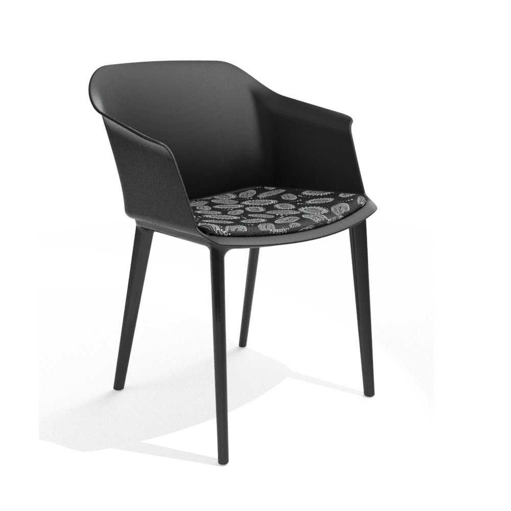 Baining 4 Leg Tub Chair (Black, with Seat Pad)