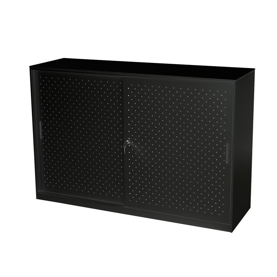 Go Perforated Sliding Door Cupboard (Black)