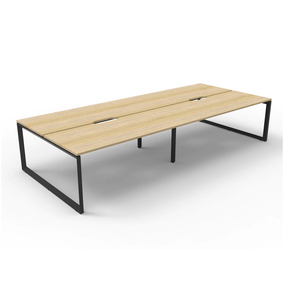 Infinity Deluxe Loop Leg 4 Person Double Sided Workstation without Screen (1200W x 750D x 25mm, Black, Natural Oak)