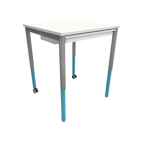 Twist'n'Lock Square Table - Rigid Edge with Drawers (Aqua, Polar White)