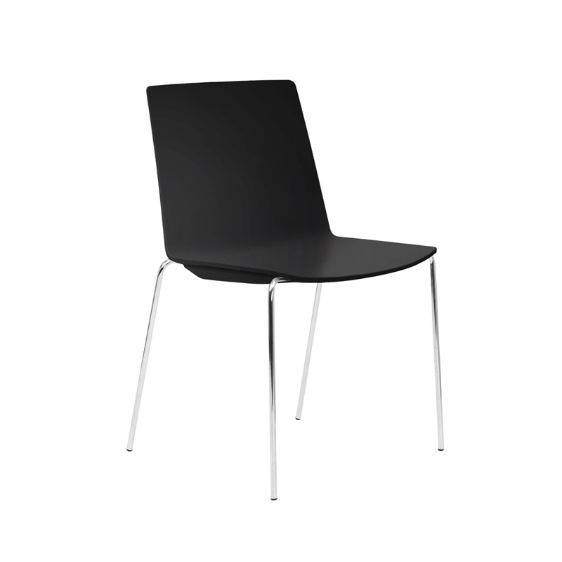 Jubel 4-Leg Chair (Black Shell, Chrome)