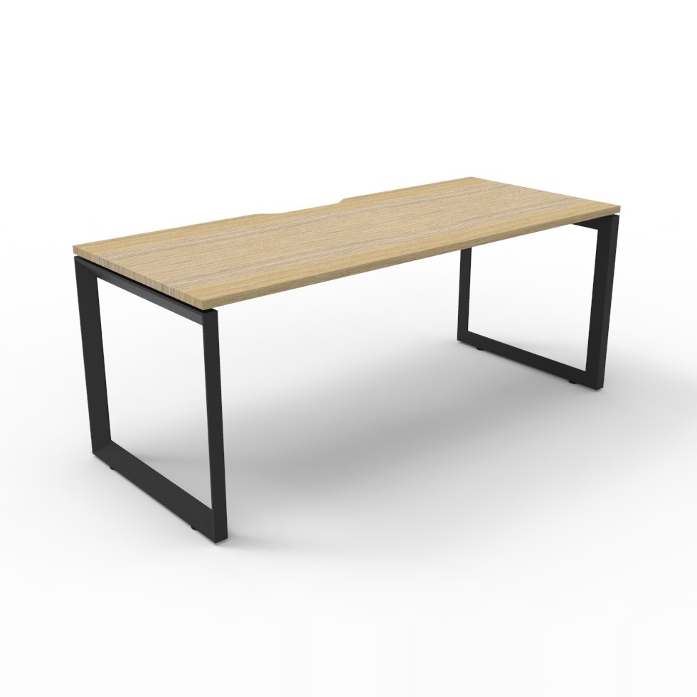 Infinity Deluxe Loop Leg Desk (1200W x 750D x 25mm, Without Screen, Black, Natural Oak)