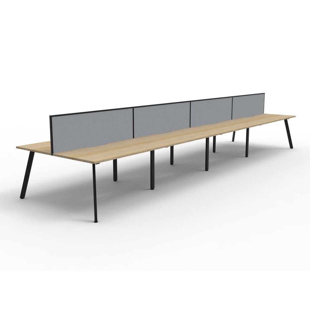 Eternity Workstation 8 Person B2B with Screen (1200W x 750D x 25mm, Black, Natural Oak)