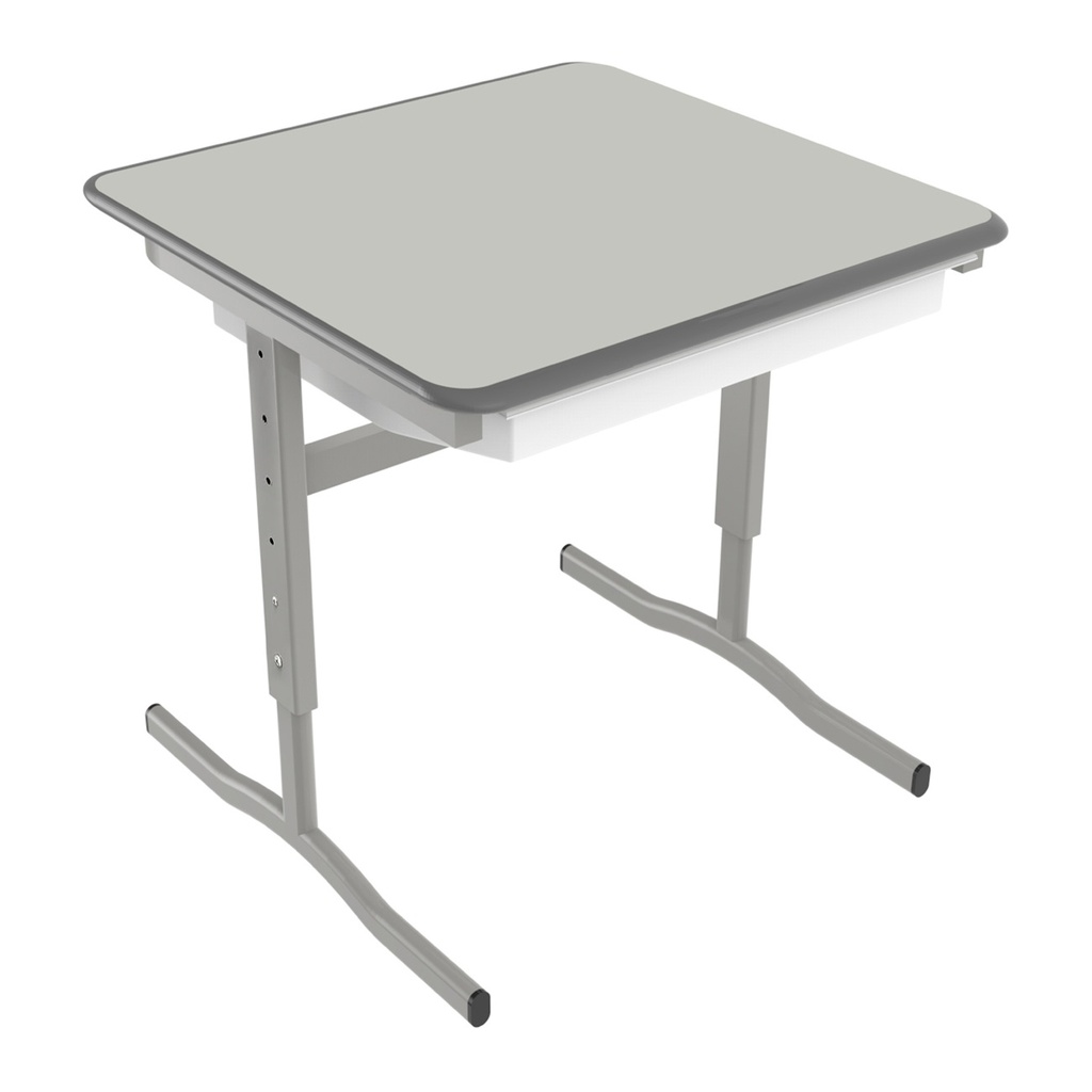 Single Adjustable Desk Performance Edge (T-Leg) (Fog Grey, With Drawers)